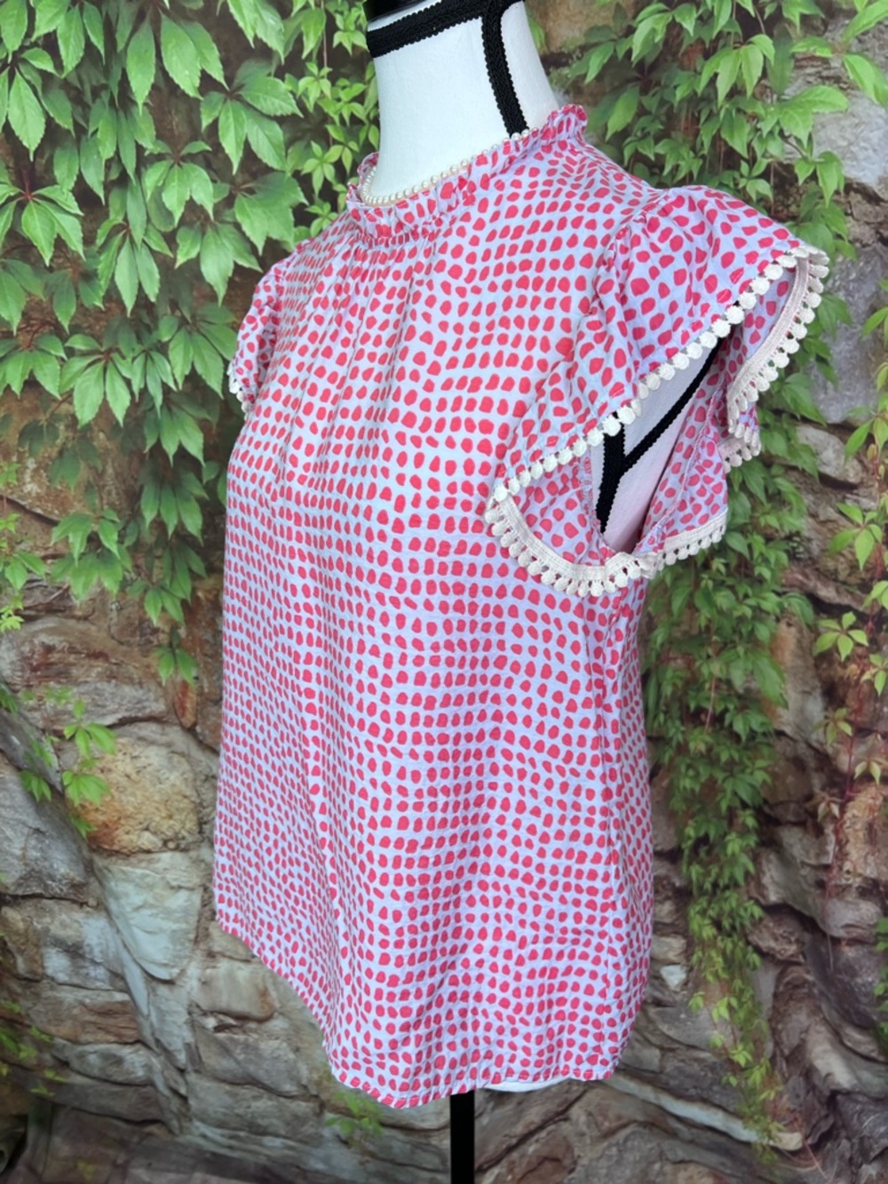 THML Powder Blue and Pink Ruffled Blouse, S - Picture 4 of 12